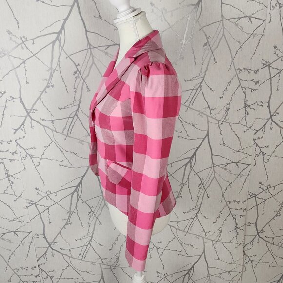 Autres Filles Pink Checks Stretch Single Button Blazer - Picture 2 of 6